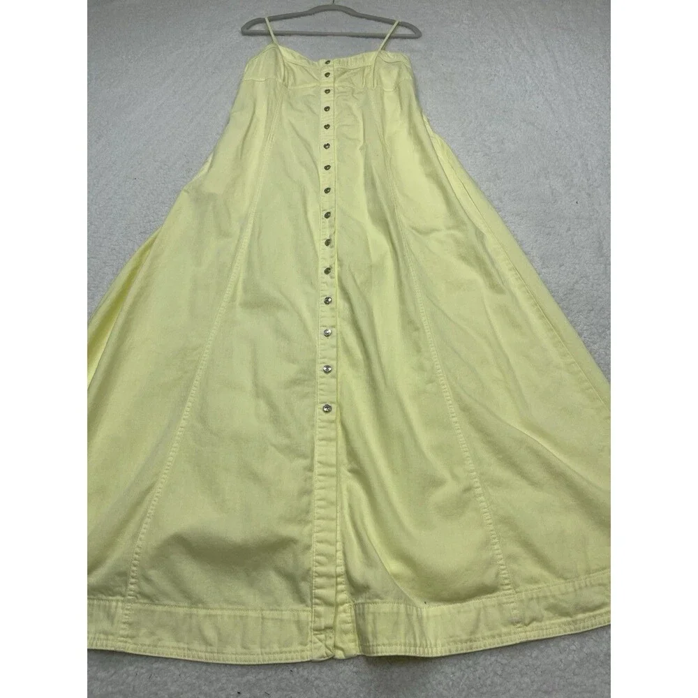 Free People Maxi Dress Women Yellow Just Jill Cotton Vacay Boho Retro Large New - Picture 2 of 12